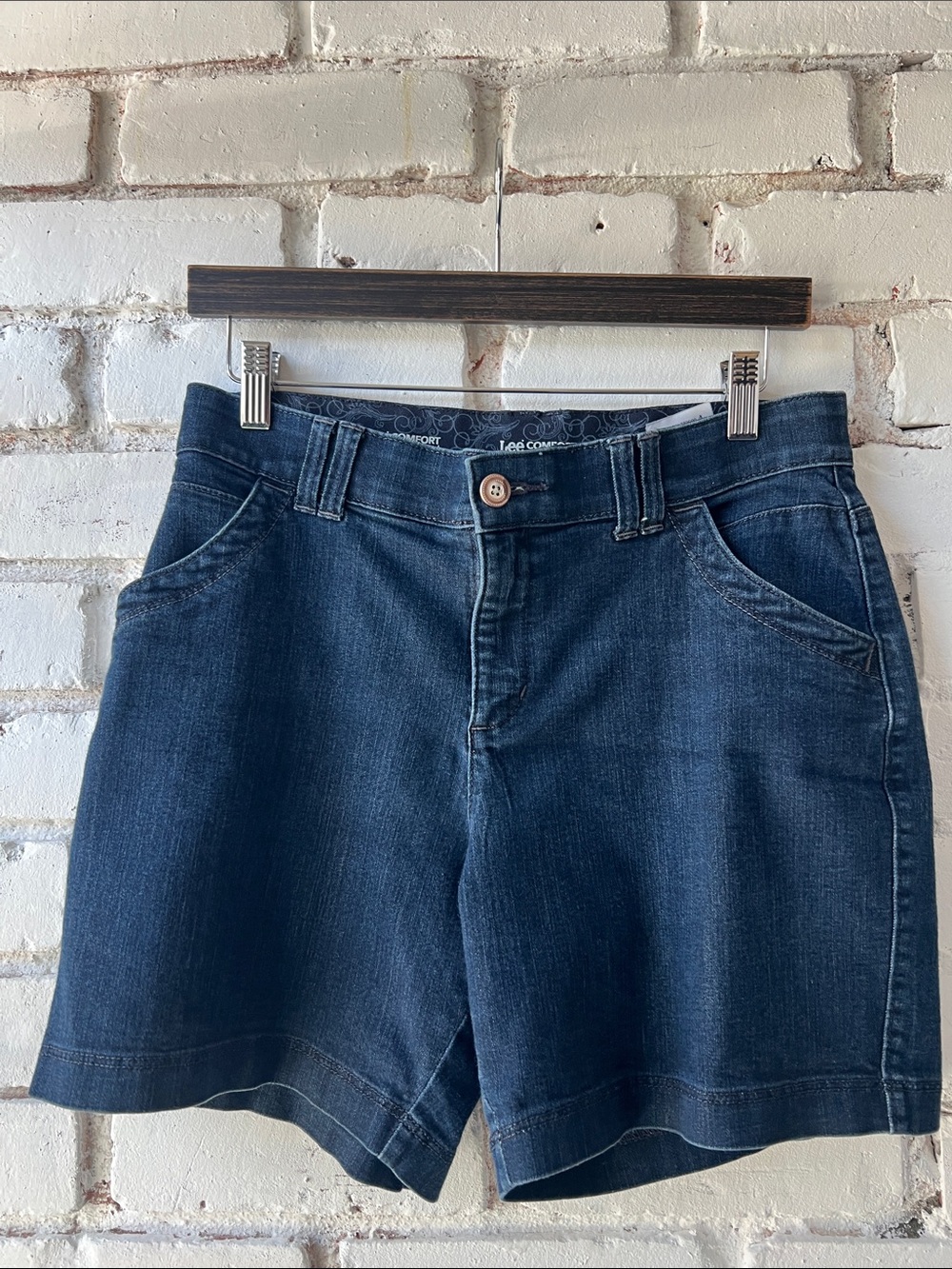 Lee Navy Blue Denim Shorts stretch curve fit Jean short